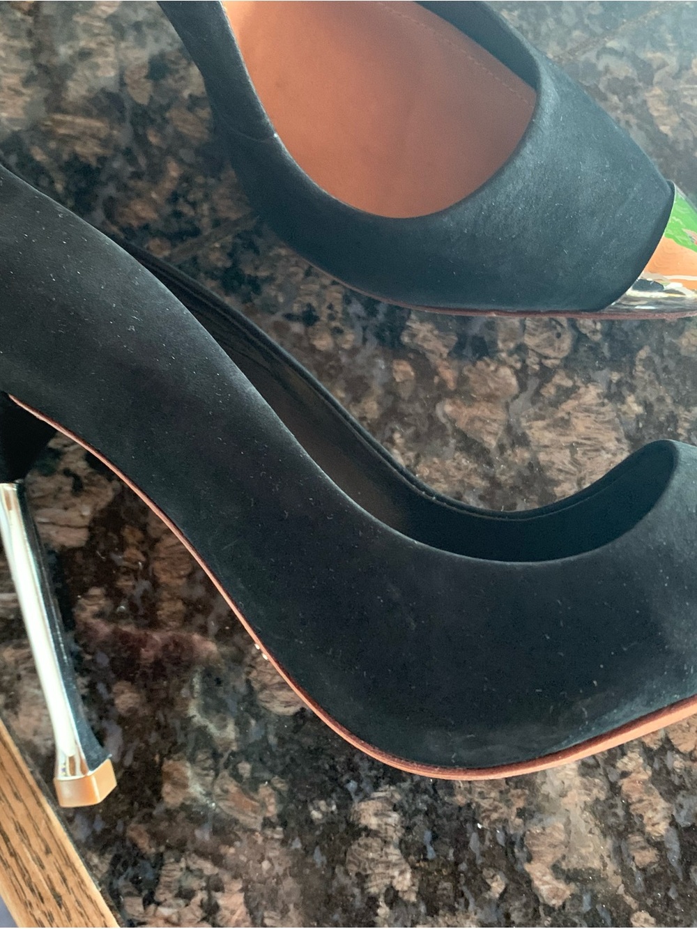 Schultz  Black Suede Pointed silver Toe Pumps with Metallic Cap size 9